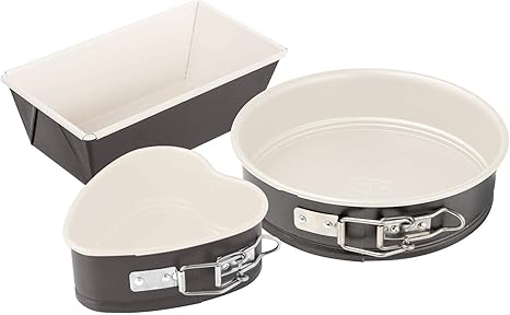 Dr Oetker Mini Backformen Set Exclusive Backformen Mit Keramisch Verstarkter Antihaftbeschichtung Kuchenformen Fur Kleine Kuchen Farbe Grau Creme Menge 1 X 3er Set Amazon De Kuche Haushalt