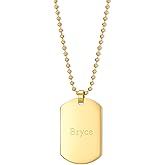 EVE'S ADDICTION Custom Dog Tag Necklaces - 18K Gold Medium Stainless Steel Dog Tags For Men - Gifts for Dad