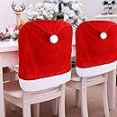 4pc Red Hat Dining Chair Slipcovers,Christmas Chair Back Covers Kitchen Chair Covers for Christmas Holiday Festival Decoratio