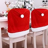 CCINEE 4pc Red Hat Dining Chair Slipcovers,Christmas Chair Back Covers Kitchen Chair Covers for Christmas Holiday Festival Decoration