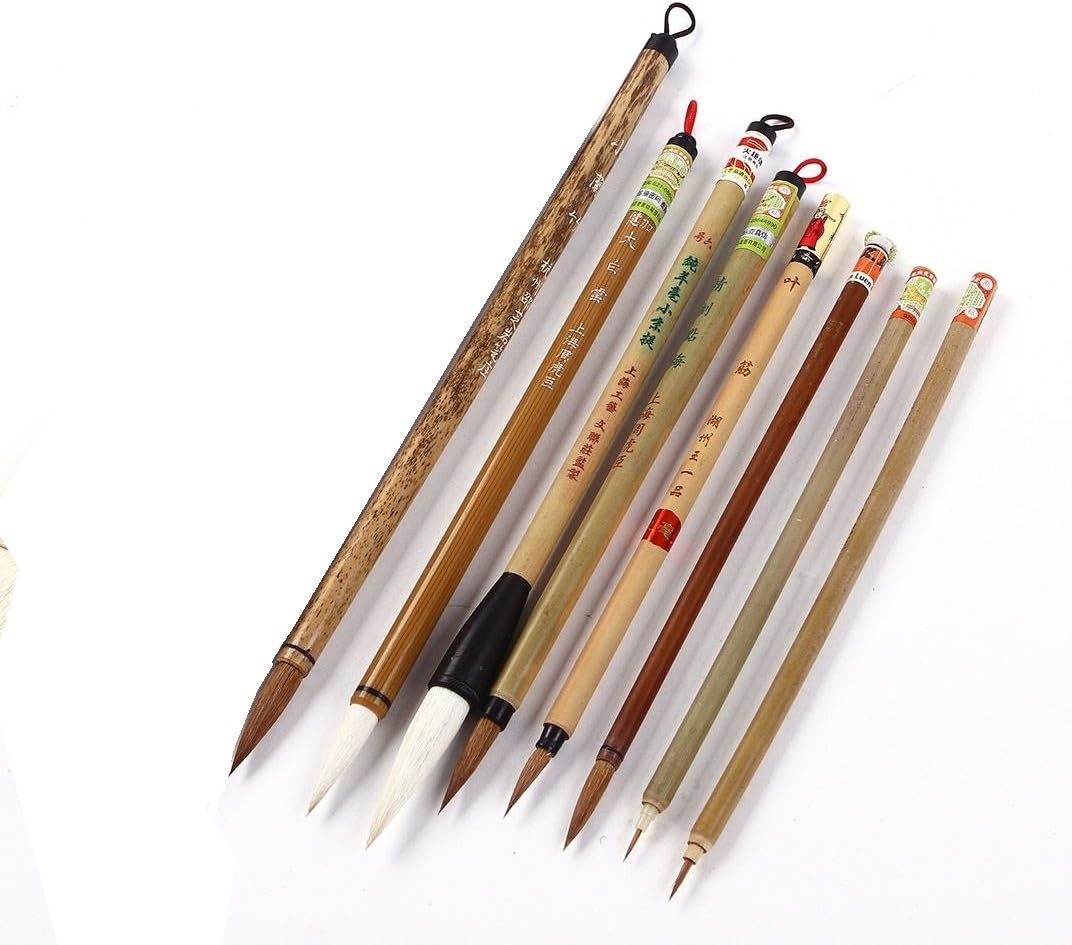 Chinese Painting Brushes Set of 8 with Brush Holder