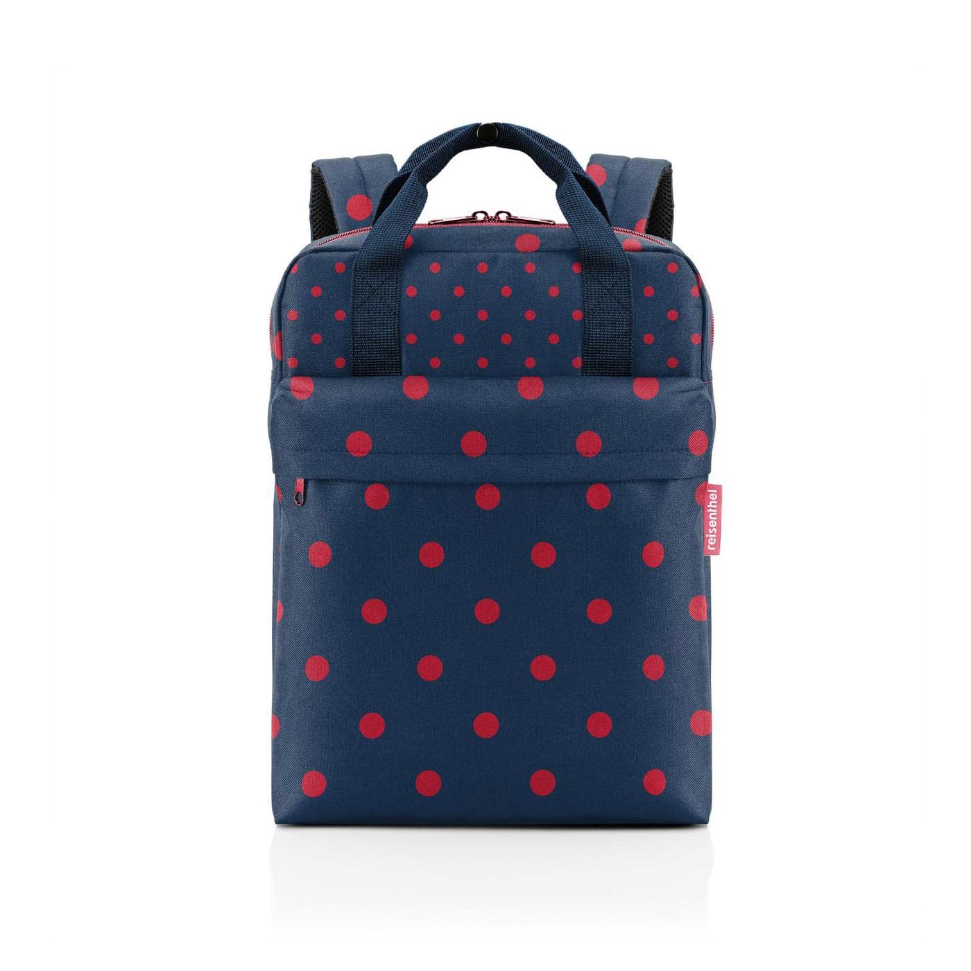 reisenthel Allday Backpack M - Versatile Backpack for Everyday Use, Travel, Shopping or Work - Water-Repellent, Hand Luggage Approved, Mixed Dots Red, 15