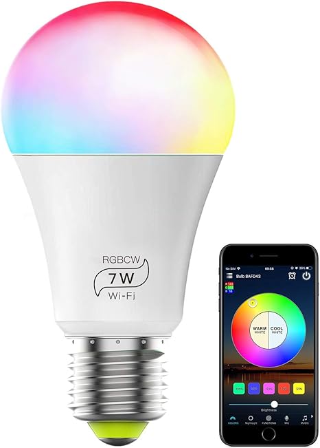 bombilla led gluriz bombilla inteligente wifi e27 7w bombilla alexa 16 millones de colores se pueden ajustar rgbcw led wifi bombilla compatible