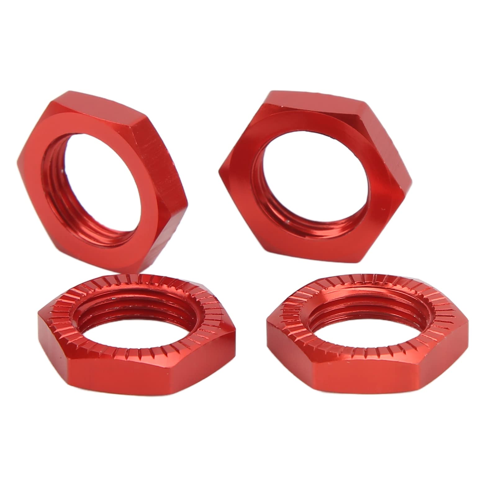 VGEBY Wheel Hex Hub Nut, 4PCS 17mm Aluminum Alloy Wheel Hex Hub Nut for 1/8 RC Model Car Upgraded Accessory (Red) Model Toy