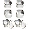 Empty 8-Ounce Capacity Square Silver Metal Tins with Clear Window for Candle Making, Candies, Gifts & Treasures (6 Pack)