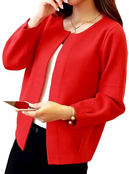 Amazon Co Jp Elpis レディース ボレロ ジャケット カーディガン エレガント 大人 ｏｌ 仕事着 かっこいい かわいい レッド Xｌ 服 ファッション小物