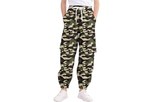 LIFAky Girls Cargo Pants Baggy Joggers Lightweight Elastic Waist Drawstring with Pockets Casual Travel Hiking Streetwear