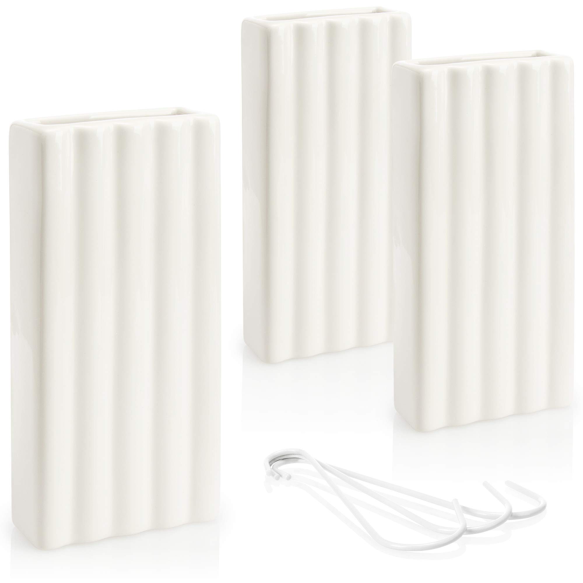 COM-FOUR® 3x air humidifier heating - radiator air humidifier in white - heating water evaporator made of ceramic in a striped design (white - stripes)