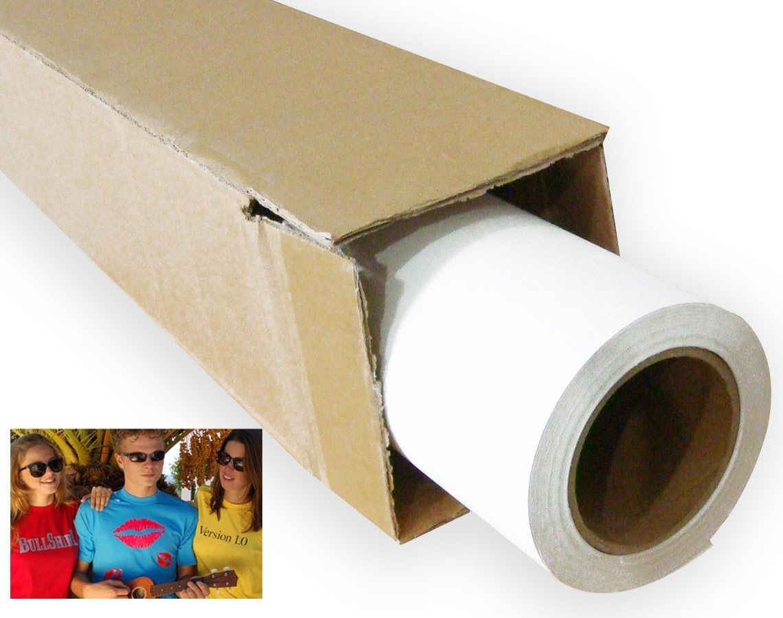 24" x 5 Yard White Printable Heat Transfer Vinyl Iron-On T Shirts Caps Bags