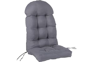 CCLIUGE Adirondack Chair Cushion, Rocking Chair Cushion with Ties (44x19x4 inch), High Back Patio Chair Pad Indoor and Outdoor, Sunscreen Waterproof and Fade-Resistant, Dark Grey