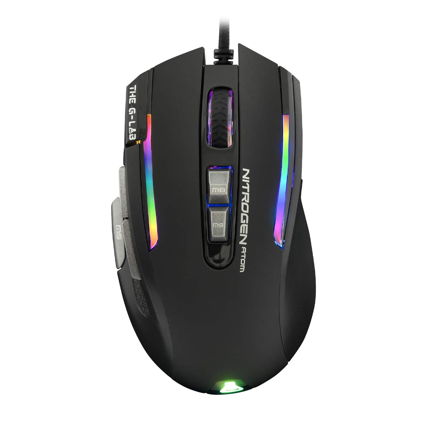 G-LAB Kult NITROGEN Atom High Precision Wired Gaming Mouse - 4800 DPI Optical Sensor, RGB, 9 Programmable Buttons, Ultra Lightweight, MOBA/FPS Ideal - PC/PS4/PS5/Xbox One X/S Compatible - Black