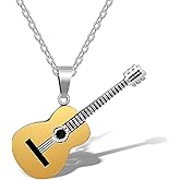 AILUOR Men Women Guitar Pick Necklace with Adjustable Chain Hip Hop Music Style Titanium Steel Guitar Tag Pendant Jewelry Personalized Gift
