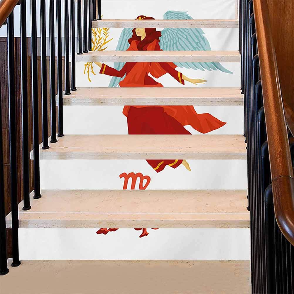 Stair Decals Astrological Zodiac Sign with Woman with Wings