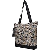 NGIL Medium Top Zipper Closure Canvas Tote Bag with Attached Matching Coin Purse For Moms and Nurses