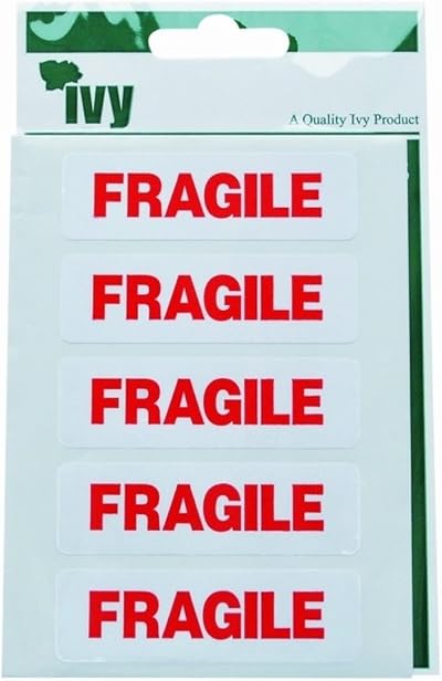 Ivy Fragile Labels 19mm x 63mm Self-Adhesive Warning Stickers 35 Pack
