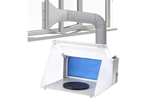 Anesty Airbrush Spray Booth with Bright LED Lights Turn Table Hose and Extra Replacement Filter, Portable Paint Booth Can be Used with LEDs Only ASPB01 White