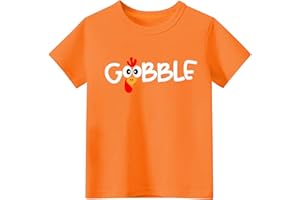 Sineeko Thanksgiving Shirt Toddler Boys Girls Funny Turkey T-Shirt Kids Gobble T-Shirt Thankful Grateful Tees Tops 2-7 Year
