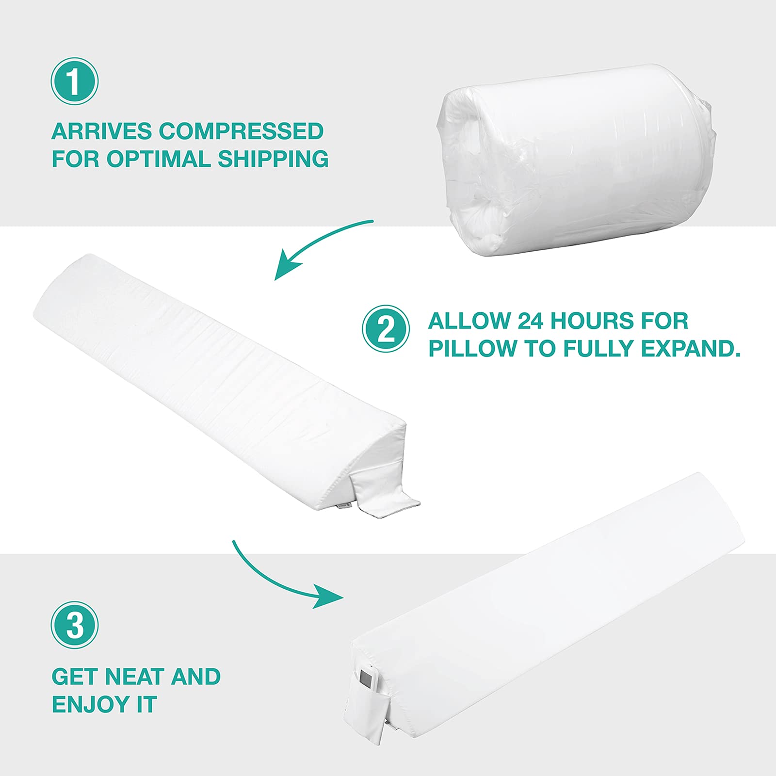 Vekkia King Bed Wedge Pillow for Headboard – High-Density Foam Fills Gaps (0-5.5