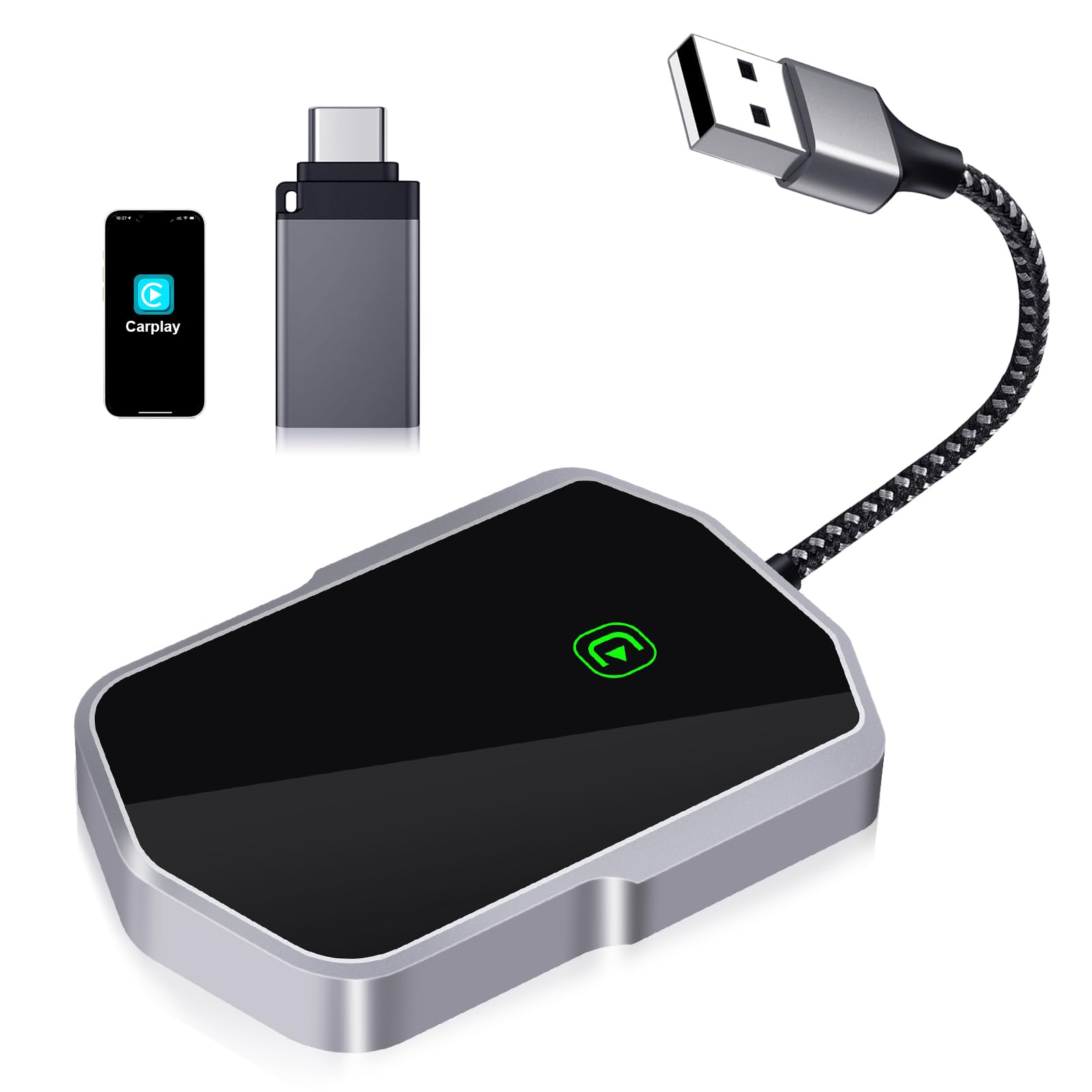 I LITTON Adapter for Car play Wireless Converter, Plug & Play Adapter for Car play, Covert Wired to Wireless Adapter, Upgrade Wireless Adapter for Car Play Used for IOS 10+ And Vehicles from 2015