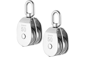 DASBET M50 Double Pulley Block Set - 304 Stainless Steel Pack of 2 | Heavy Duty Double Pulleys for Efficient Lifting | Ideal 