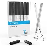 REALIKE Variety Pens for Cricut Maker 3/Maker 4/Maker/Explore 3/4/Air 2/Air,Black Pens Set of 7Pack Include Fine Point Pen,Glitter Gel, Marker, Calligraphy Writing Drawing Pens