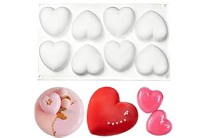 DUALSHINE 3D Silicone Molds for Chocolate, 8 Cavities Mousse Cake Mold 3D Love Heart Shape Silicone Dessert Bakeware Moulds for Chocolate, Mini Bundt Cake, Dessert, Pastry, Brownie Jelly Fondant