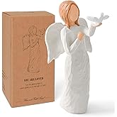 Angel Figurines for Women, Sympathy Gifts for Loss of Loved One, Guardian Angel Holding Doves Statue, Sculpted Hand-Painted Figurine Christian Catholic Religious Gifts for Peace Freedom Love