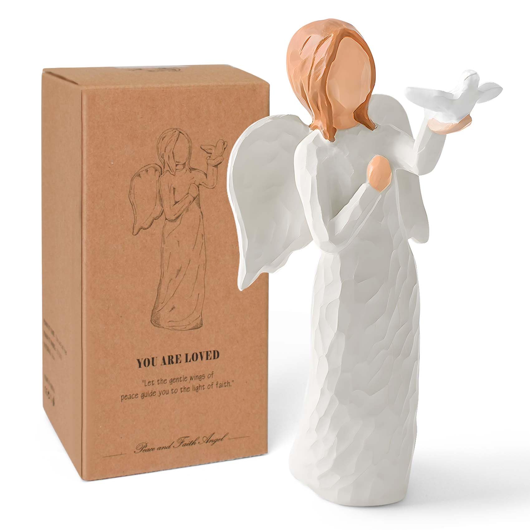 Photo 1 of Angel Figurines for Women, Sympathy Gifts for Loss of Loved One, Guardian Angel Holding Doves Statue, Sculpted Hand-Painted Figurine Christian Catholic Religious Gifts for Peace Freedom Love