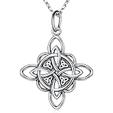 FLYOW 925 Sterling Silver Good Luck Irish Jewelry Celtic Knot Pendant Necklace for Women Birthday Graduation Gift