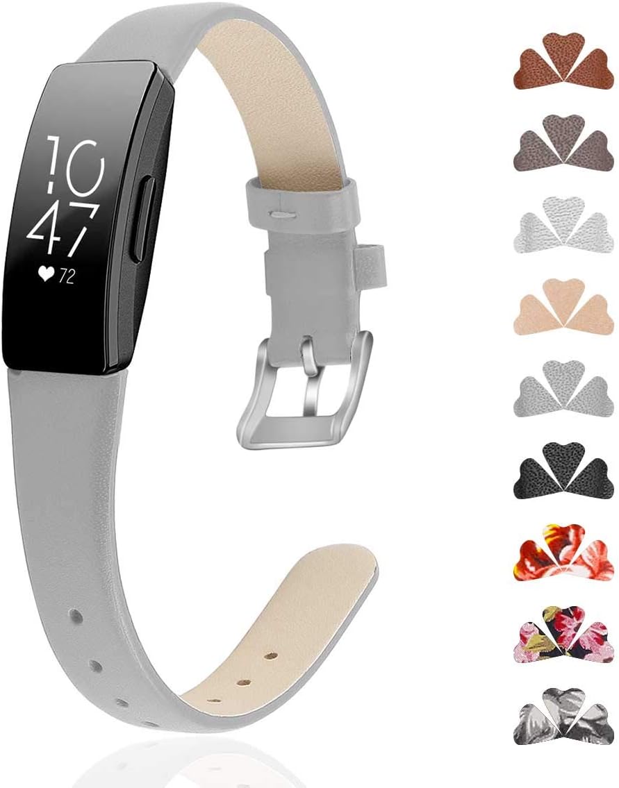 GVFM Band Compatible with Fitbit Inspire 2/Inspire/Inspire HR Band, Genuine Leather Slim Soft Strap Bands Accessories…