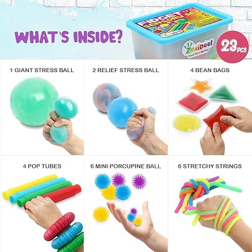 ZaxiDeel Sensory Toys for Autistic Children and Adults, 23 Pack Fidget Toys Zaxideel Sensory Toys for Children Ages 1 to 3