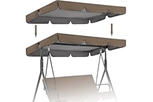 Patio Canopy Swing Cover Replacement Canopy for Swing Seat 2 & 3 Seater Swing Chair Canopy Cover Anti-UV/Waterproof Hammock C
