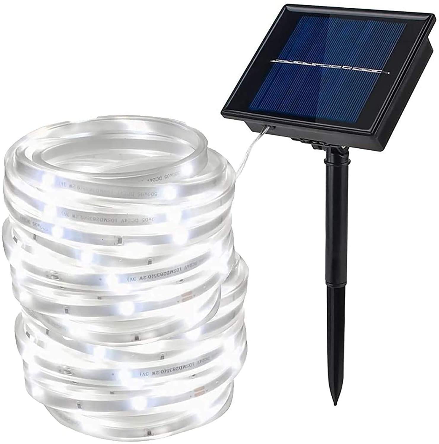 EONANT Solar Strip Light, 100LED 16.4ft/5M Waterproof SMD2835 LED Ribbon Mood Rope Light for Garden,Yard, Path, Fence, Stairs, Backyard, Patio Decorative (Cold White)