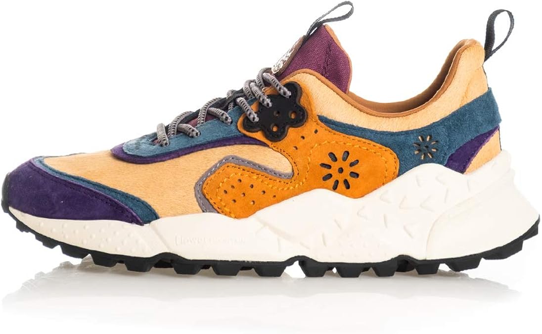 FLOWER MOUNTAIN KOTETSU WomanSneaker aus Fohlen und VelourslederBlau
