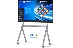 LINGHUFOX 75 inch Smart Board, Dual System Windows 11 Pro 16+256G and Android Interactive whiteboard, Touchscreen 4K UHD Smartboard for Classroom and Business（Board+Mini PC+Wall Mount+Movable Stand）