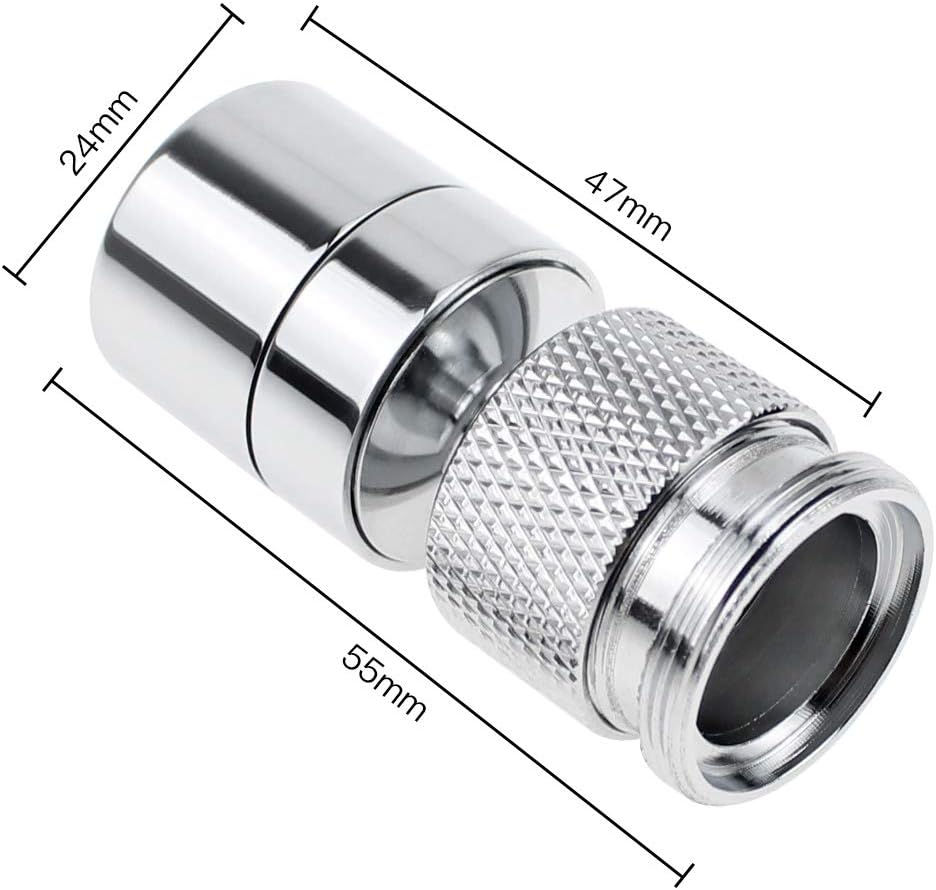 ZXShow 360-Degree Swivel Tap Aerator Brass Faucet Tap Aerator Dual-Function 2 Modes Kitchen Sink Aerator Faucet Sprayer with Nozzle Adapter for Taps with M22 External Thread or M24 Internal Thread - Image 3