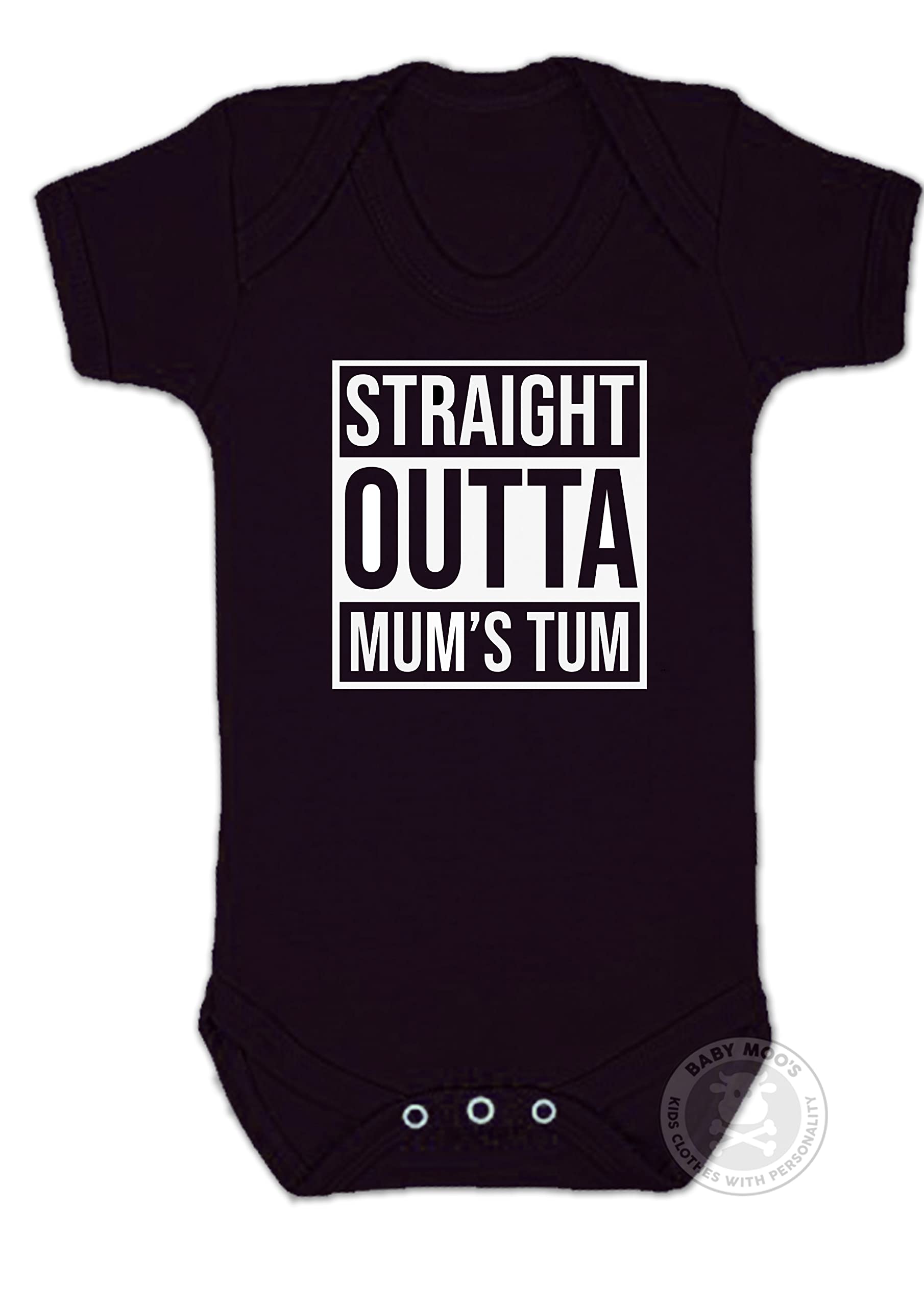 Baby Moo's Fun Baby Grow - NWA Inspired Hip Hop Rap Baby Vest/Bodysuit - Boys/Girls Unisex - 3 to 6 months