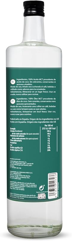 Aceite MCT de Coco Drasanvi Energia de Facil Absorcion 500ml Sin Gluten