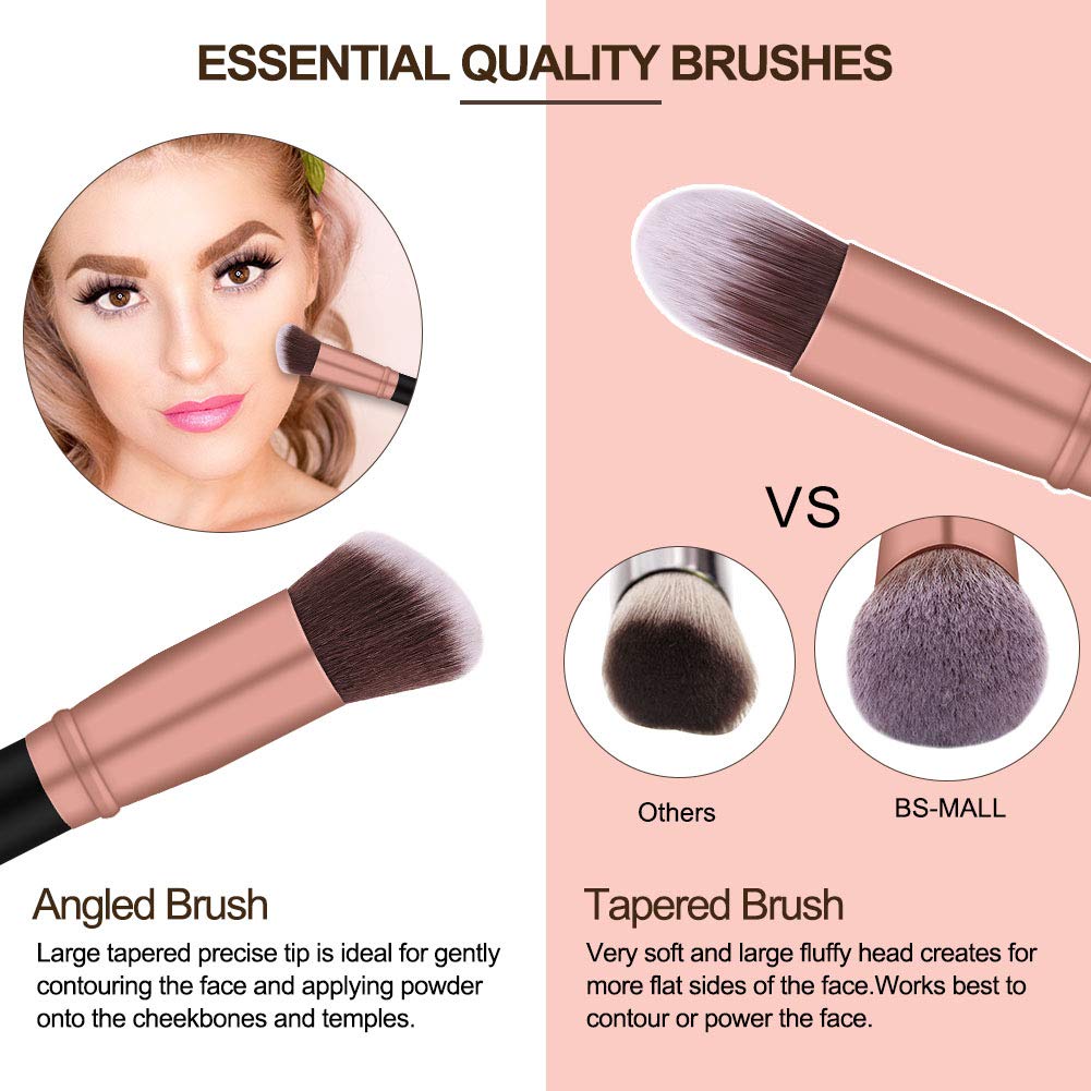 BS-MALL Makeup Brushes 18pcs Premium Synthetic Professional Eye Brushes Kit for Blending Eyeshadow Concealer Eyeliner Eyebrow(Rose Gold): Beauty