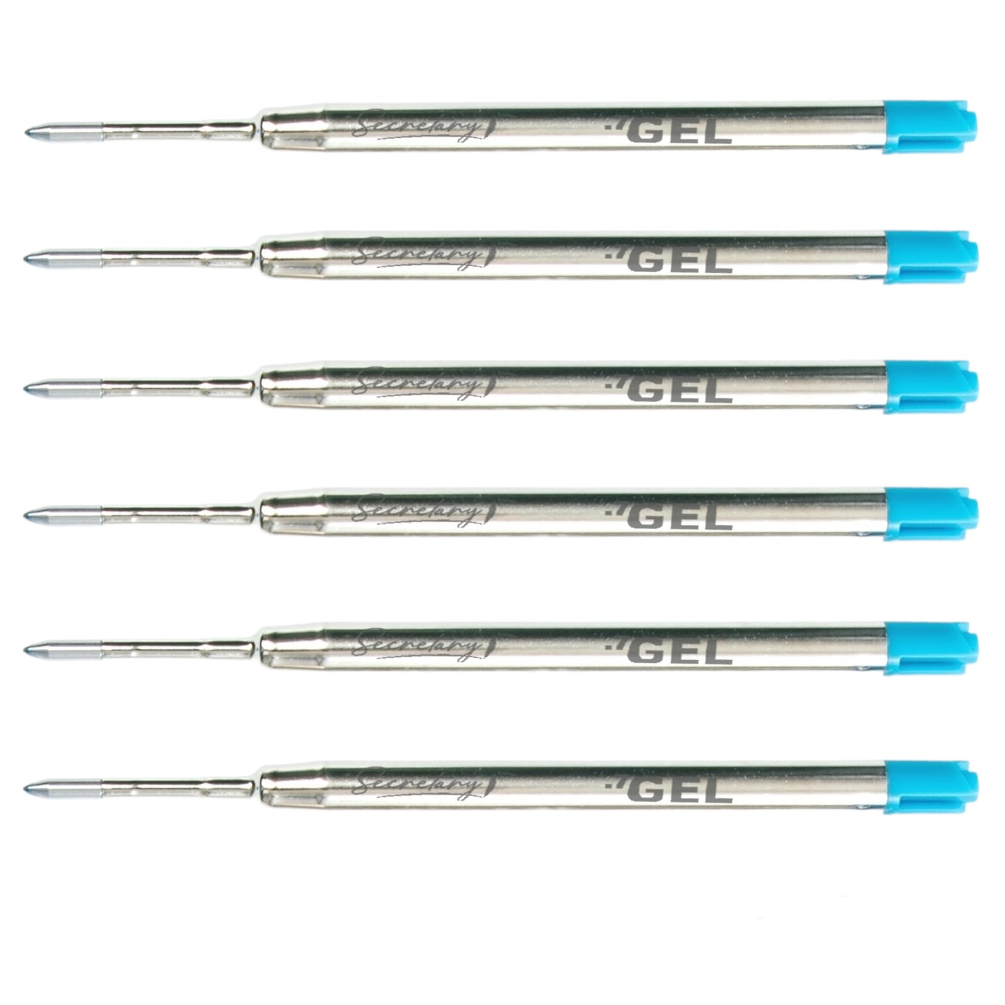 6X Blue Parker Compatible Gel Ballpoint Pen Refills, Medium Tip (0.7mm) G2 Style