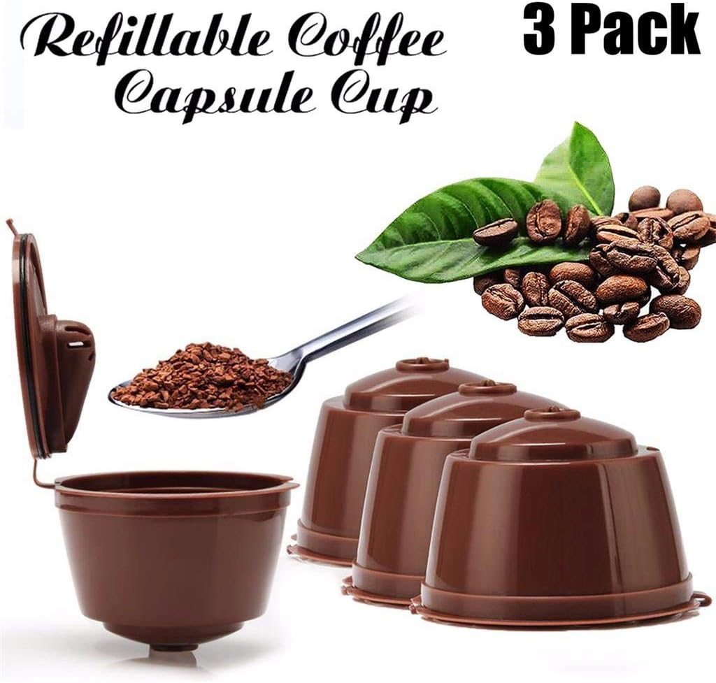 JETTINGBUY 3Pcs Refillable Coffee Capsules Cup, Durable Reusable Coffee Pods Filter Cup for Dolce Gusto, Compatible