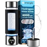 ENERGILZ Hydrogen Water Bottle | 16.2 oz (480 ml) Hydrogen Water Generator | 6000 PPB Hydrogenator Machine | SPE/PEM Ionizer Generator (Silver)