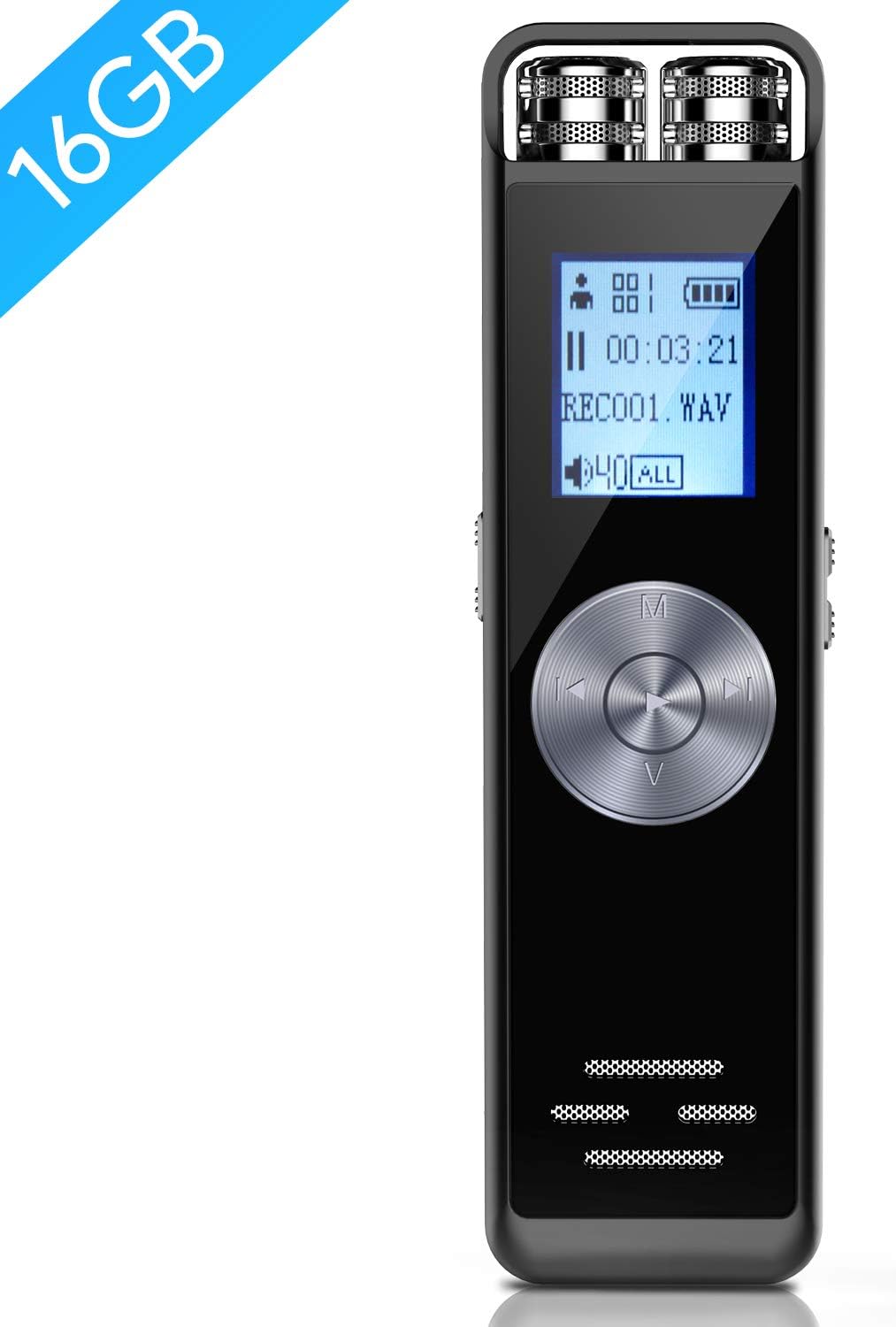 16GB Digital Voice Recorder, ADOKEY Audio Sound Recorder Portable Dictaphone for Lecture Meeting HD Audio Recording Device Professional MP3 Voice Activated Recorder for Interview Support 32GB TF Card
