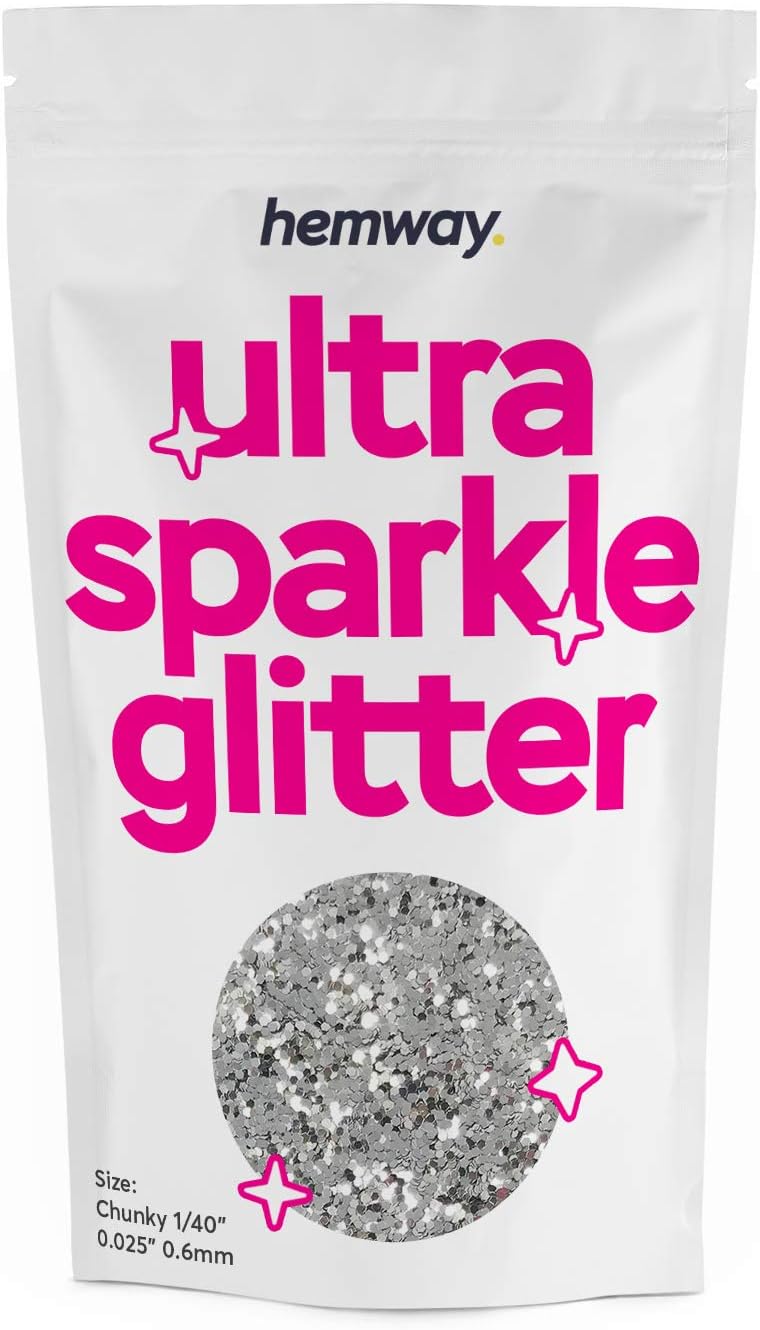 Hemway Ultra Sparkle Glitter Silver 100g Chunky