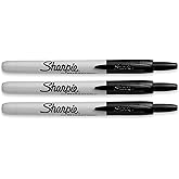Sharpie Retractable Permanent Markers, Fine Point, Black, 3-Count
