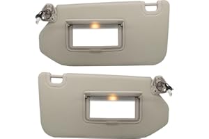CRAZYPARTS Driver Left & Passenger Right Side Sun Visor Replacement Compatible with2013-2018 Pathfinder 2014-17 Infiniti QX60 and 2013 Infiniti JX35 with Lamp & Mirror Replaces 96401-9PB0A 964009PB0A Color Beige