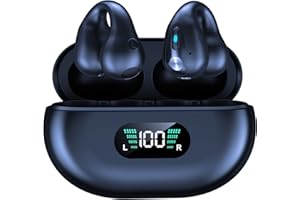 Taanimo Wireless Clip Earbuds with Earhooks Mini Bone Conduction Headphones Waterproof Bluetooth 5.3 Open Ear Earbuds Cycling Earpiece Noise Canceling Headset Sports Earphones