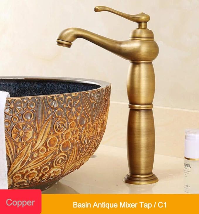 Grifo de lavabo Fregadero de baño Grifo retro Mezclador de agua fría y