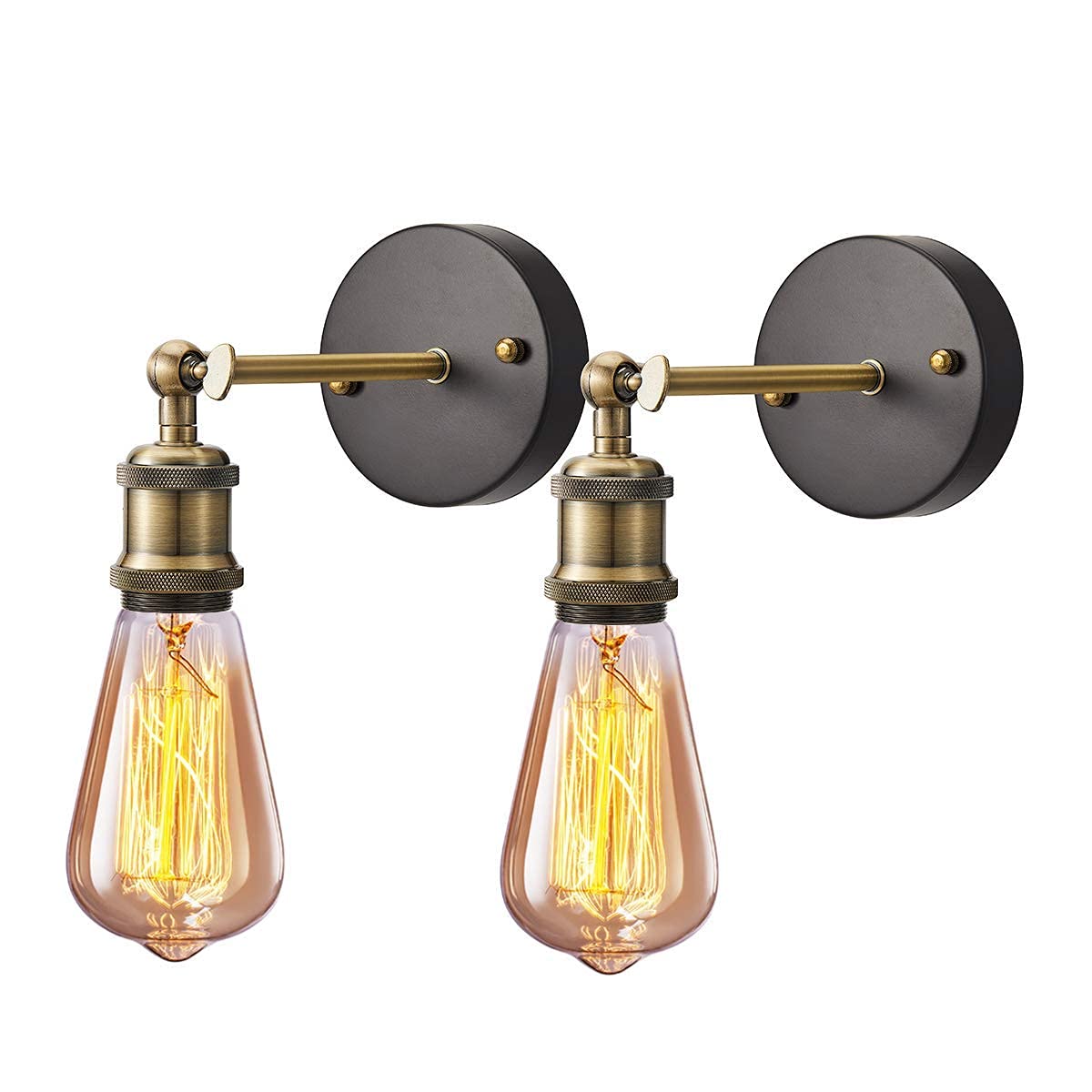 Licperron Industrial Wall Light 2 Pack, E26 Vintage Wall Sconce Lamp Fitting Fixtures with E27 Lamp Holder for Restaurant Bar Hotel Coffee Shop Decoration