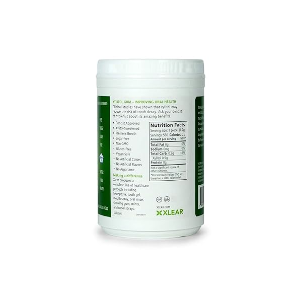 SPRY FRESH NATURAL XYLITOL CHEWING GUM DENTAL DEFENSE SYSTEM – ASPARTAME-FREE, SUGAR-FREE, NON-GMO, GLUTEN-FREE (SPEARMINT, 550 COUNT – PACK OF 1)